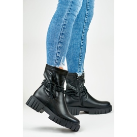 Botines de mujer negros con parte superior de ecopiel flexible 2