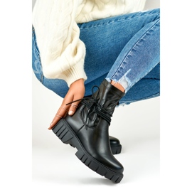 Botines de mujer negros con parte superior de ecopiel flexible 1