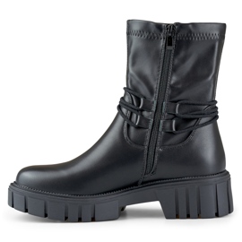 Botines de mujer negros con parte superior de ecopiel flexible 4