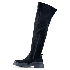 Botas altas de mujer en ante negro 3