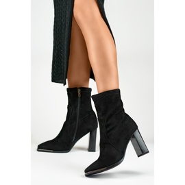 Botines de mujer de ante con parte superior entallada negro 8