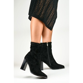 Botines de mujer de ante con parte superior entallada negro 9