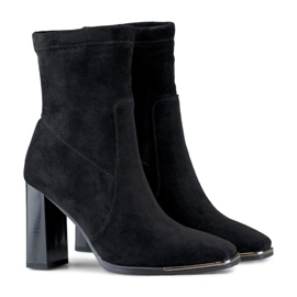 Botines de mujer de ante con parte superior entallada negro 5