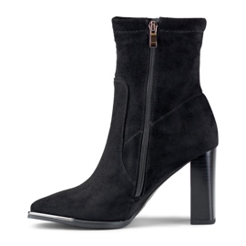 Botines de mujer de ante con parte superior entallada negro 6