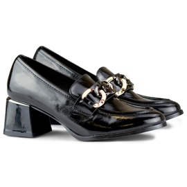 Zapatos tacón bajo charol negro mujer 1 Zapatos tacón bajo charol negro mujer 1