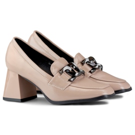 Mocasines mujer charol beige 1