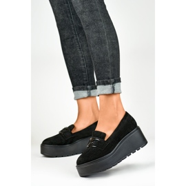 Zapatos cómodos de plataforma de mujer negros. 5