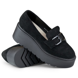 Zapatos cómodos de plataforma de mujer negros. 1