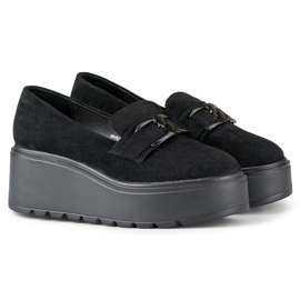 Zapatos cómodos de plataforma de mujer negros. 2