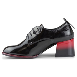 Zapatos de mujer elegantes con cordones y tacón rojo. negro 1 Zapatos de mujer elegantes con cordones y tacón rojo. negro 1