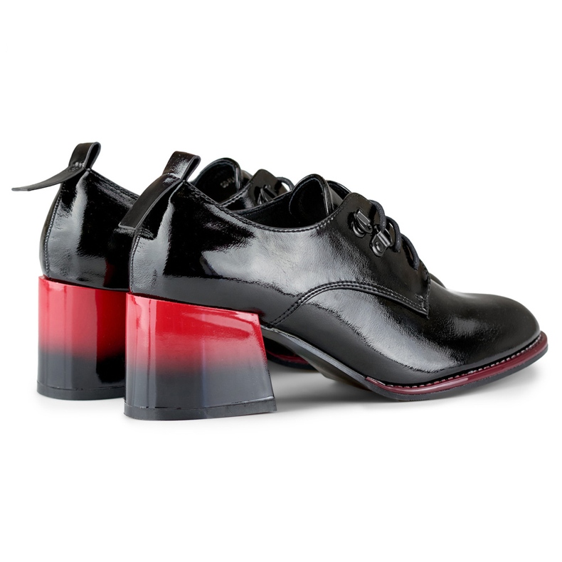 Zapatos de mujer elegantes con cordones y tacón rojo. negro 2 Zapatos de mujer elegantes con cordones y tacón rojo. negro 2
