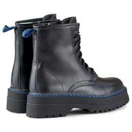 Botas clásicas de mujer con cordones y suela gruesa. negro 2