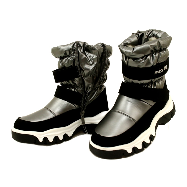 Botas de nieve impermeables para niños Miss Evento 23Dz23-6578 Gris-Negro 4