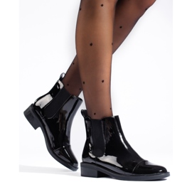 TRENDI Elegantes botines Chelsea lacados negro 2
