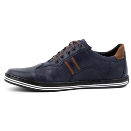 Polbut Zapatos casual hombre 1801 azul marino nubuck / camel 1
