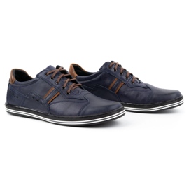 Polbut Zapatos casual hombre 1801 azul marino nubuck / camel 2