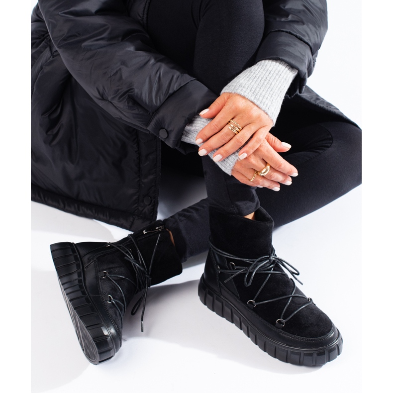 Botas de nieve mujer Vinceza piel negra negro 1