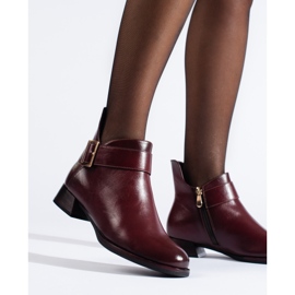 Elegantes botines burdeos con hebilla Vinceza rojo 1