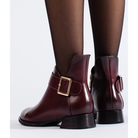 Elegantes botines burdeos con hebilla Vinceza rojo 2