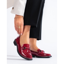 Mocasines mujer Shelovet charol burdeos rojo 2