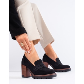 Zapatos de tacón mujer Shelovet en ante negro 3