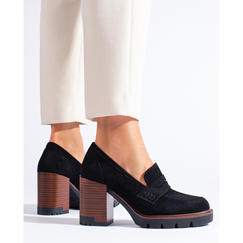 Zapatos de tacón mujer Shelovet en ante negro 1