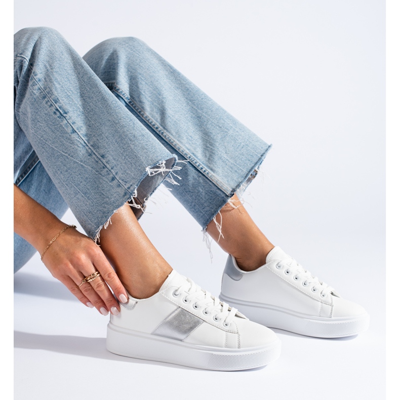 Zapatillas blancas de mujer en la plataforma Shelovet. blanco 1 Zapatillas blancas de mujer en la plataforma Shelovet. blanco 1