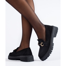 Mocasines de mujer en ante negro de Shelovet 3