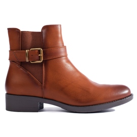 Botines de mujer camel con aplicación de goma Shelovet marrón 6