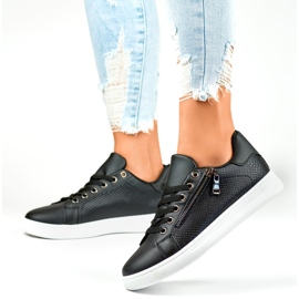 Deportivas negras con cremallera decorativa. negro 8