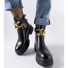 Botines Lancaster negros con cadena 2