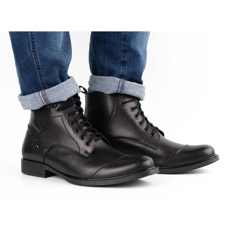 Olivier Botas de piel de invierno para hombre 7005KB negro 1