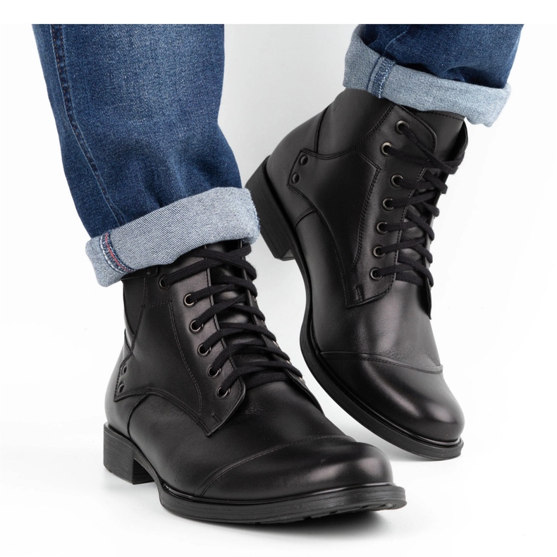 Olivier Botas de piel de invierno para hombre 7005KB negro 2