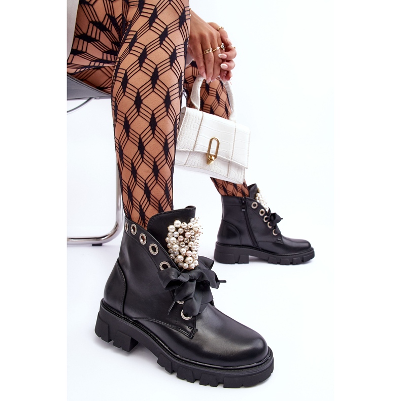 Botas Planas Bajas Decoradas Binga Negra negro 1