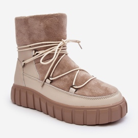 Vinceza Botas de nieve de piel beige con plataforma Maxava 2