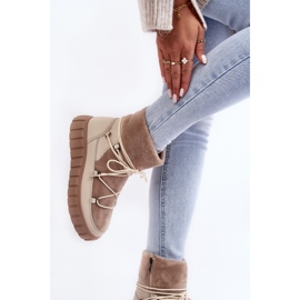 Vinceza Botas de nieve de piel beige con plataforma Maxava 6