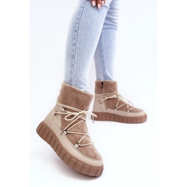Vinceza Botas de nieve de piel beige con plataforma Maxava 5
