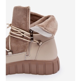 Vinceza Botas de nieve de piel beige con plataforma Maxava 3