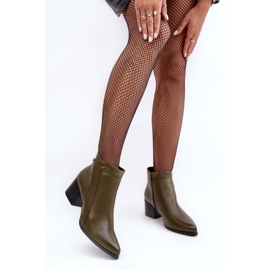 Sergio Leone Botas Tacón Bajo De Piel Oliva Cidi verde 2