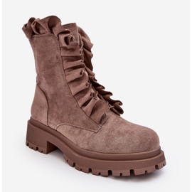 PS1 Botines de ante con aislamiento y tacón plano, góndola beige oscuro 1 PS1 Botines de ante con aislamiento y tacón plano, góndola beige oscuro 1