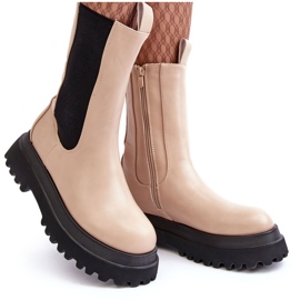 PS1 Botines con plataforma gruesa de mujer Beatrice en beige 9