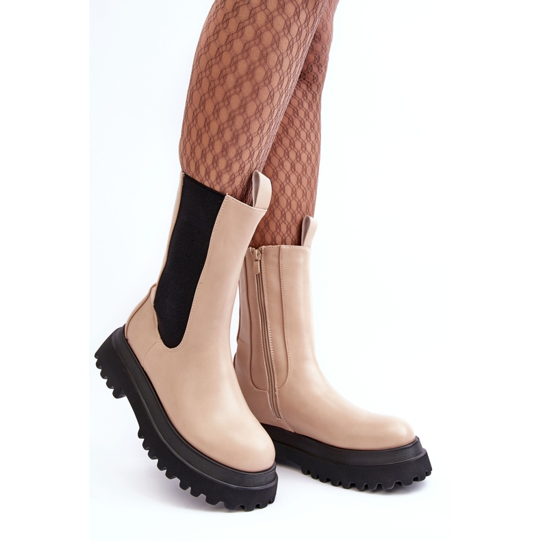 PS1 Botines con plataforma gruesa de mujer Beatrice en beige 1