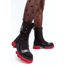 PS1 Botas de mujer Elinare de material negro con cremallera 5