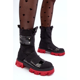 PS1 Botas de mujer Elinare de material negro con cremallera 6