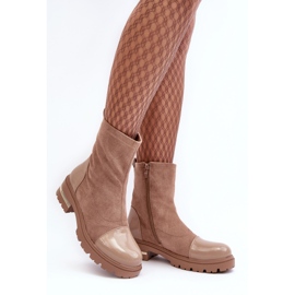 PS1 Botas Planas Clásicas Piel Beige Shendete 2