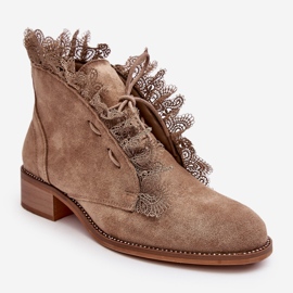 Botas planas de ante para mujer beige Klemovia 4
