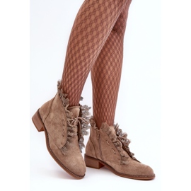 Botas planas de ante para mujer beige Klemovia 6