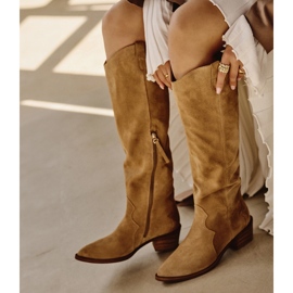 Marco Shoes Botas vaqueras Iolanda con costuras decorativas beige 4