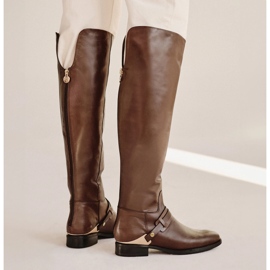 Marco Shoes Botas de montar de piel con placa de oro marrón 8