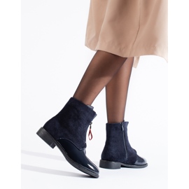 Botines de mujer azul marino con tacón plano de Shelovet 1